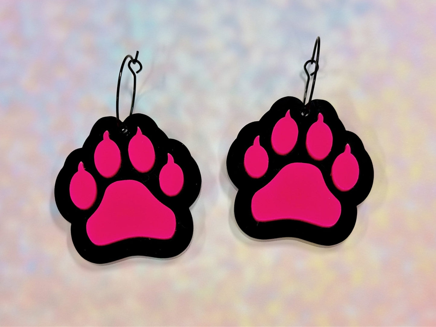 Dagger Mittens Earrings | Cat Paws and Claws Cute Layered Acrylic Dangles - Painted Raina