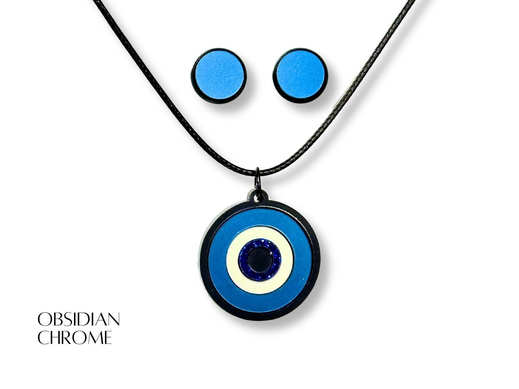evil eye daily protection set styled flatlay metallic acrylic talisman jewelry aesthetic