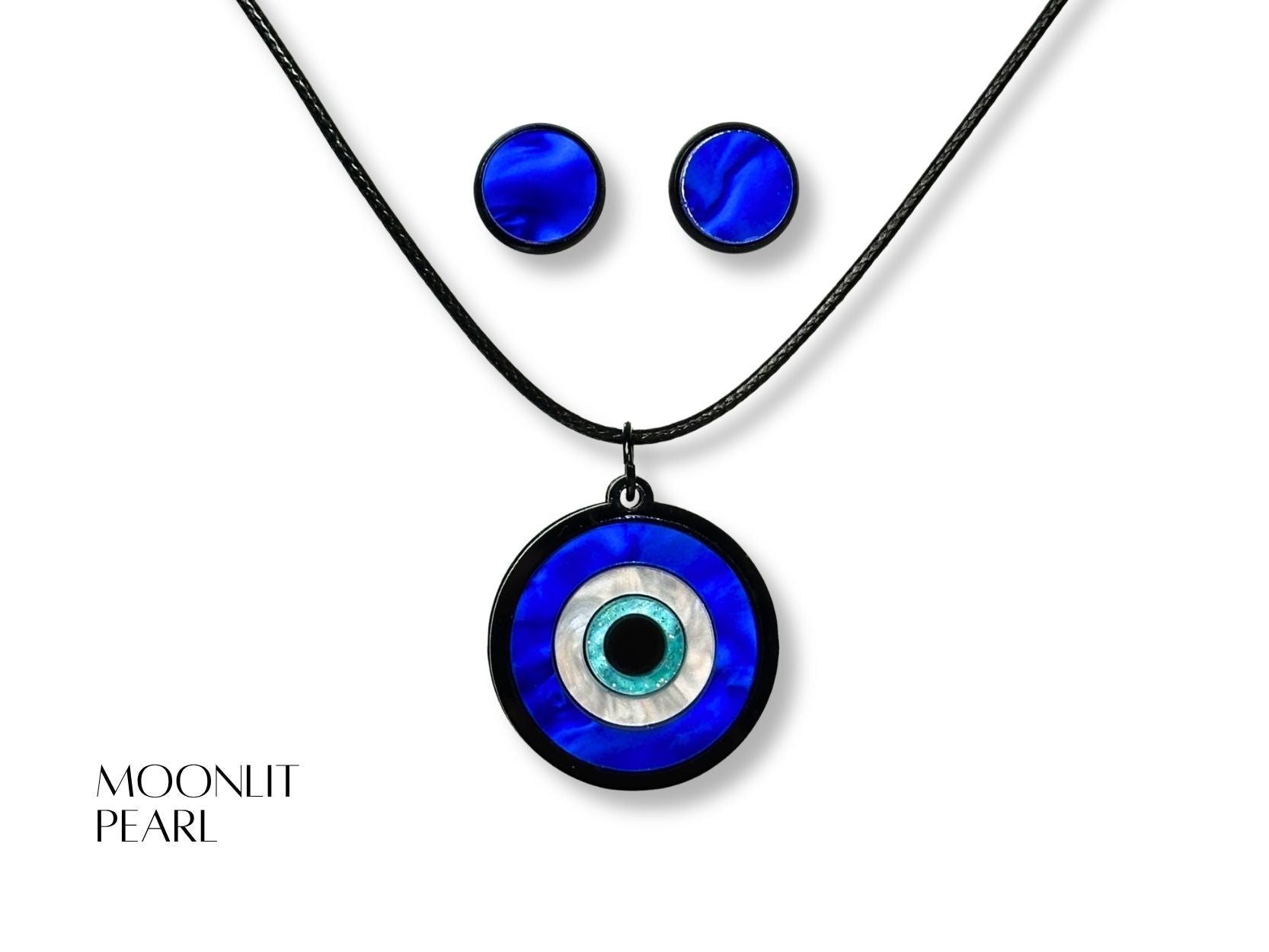 evil eye necklace layered acrylic talisman lightweight daily wear jewelry design blue white black