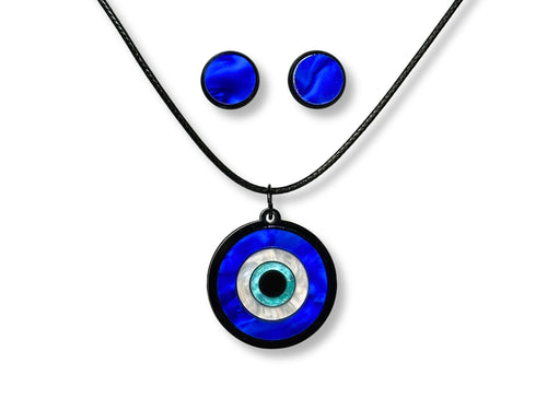Daily Protection Set | Evil Eye Pendant & Stud Earrings
