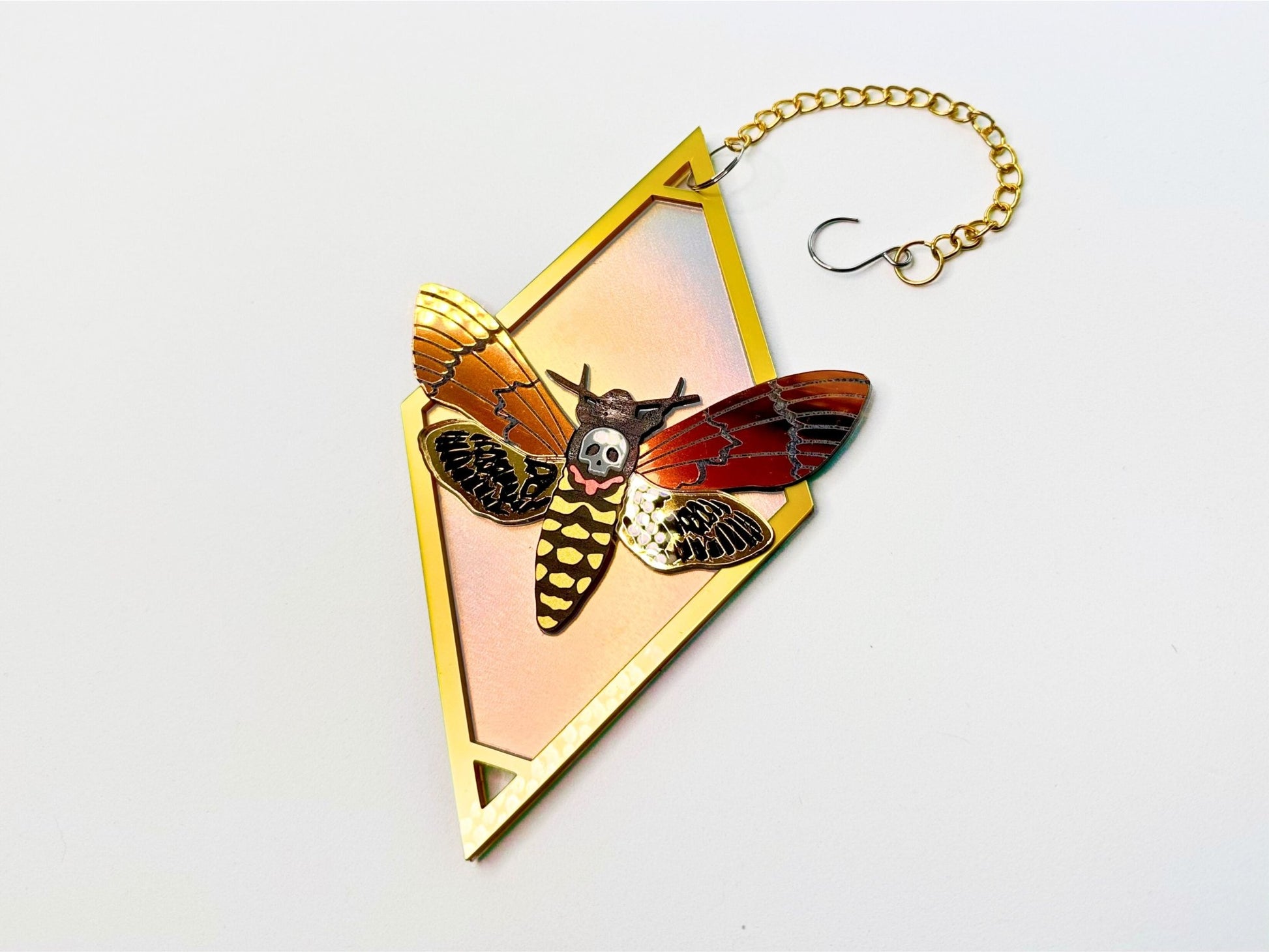 Deaths Head Moth Suncatcher | Black or Gold Frame - Painted Raina