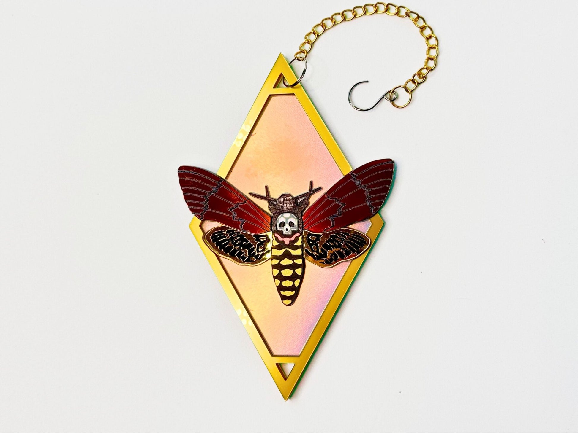 Deaths Head Moth Suncatcher | Black or Gold Frame - Painted Raina