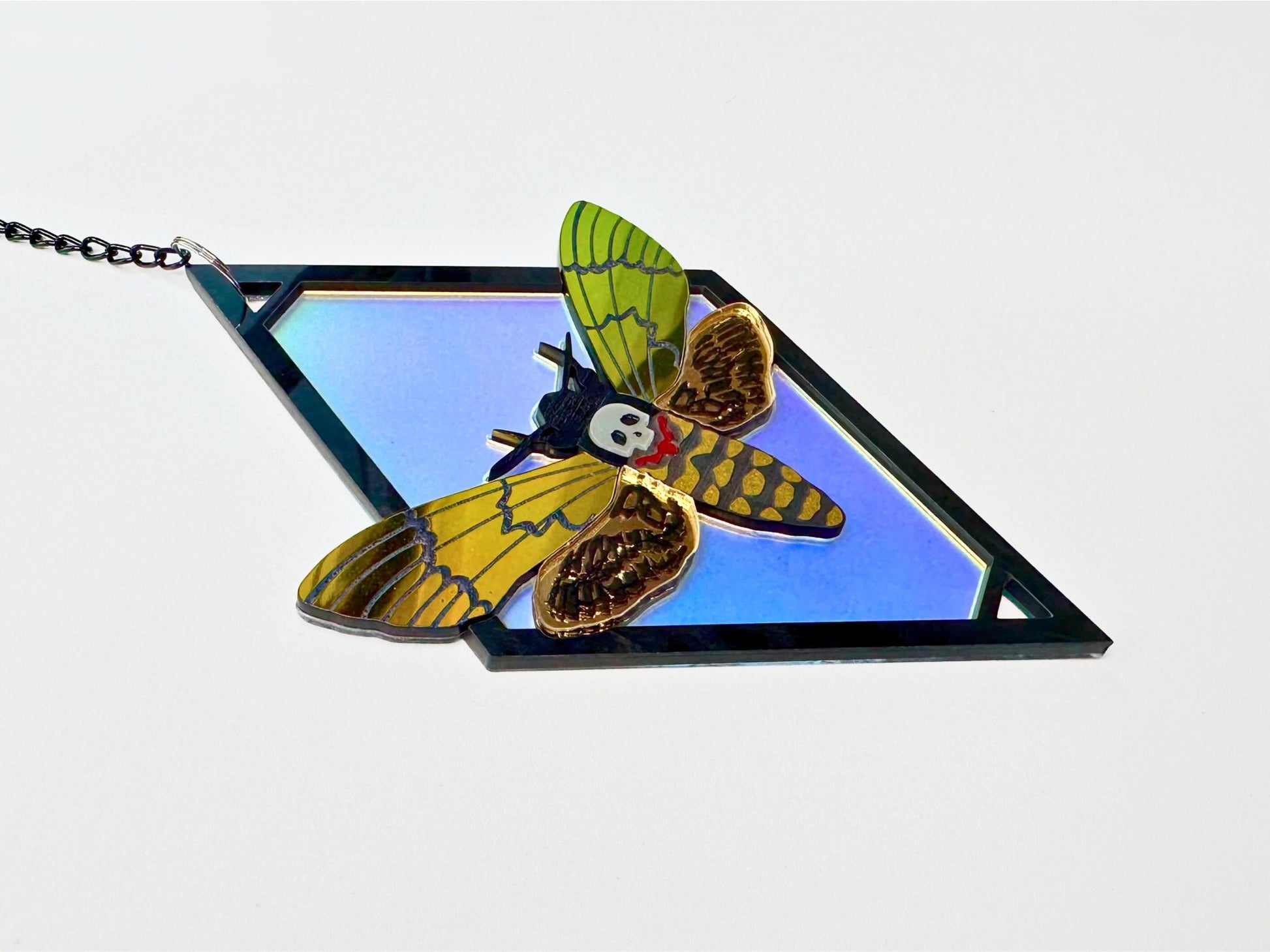 Deaths Head Moth Suncatcher | Black or Gold Frame - Painted Raina