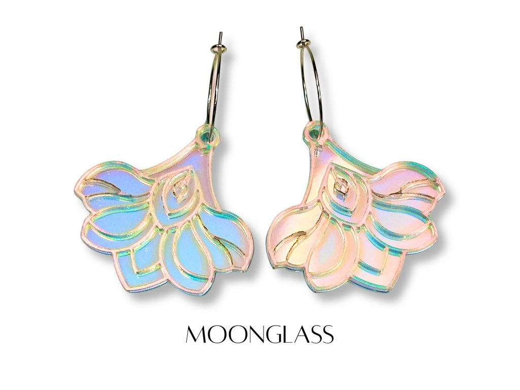 Moonglass edition Deco Bloom earrings with frosted iridescent detailing
