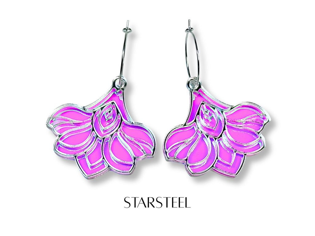 Starsteel edition Deco Bloom earrings with silver mirror detailing