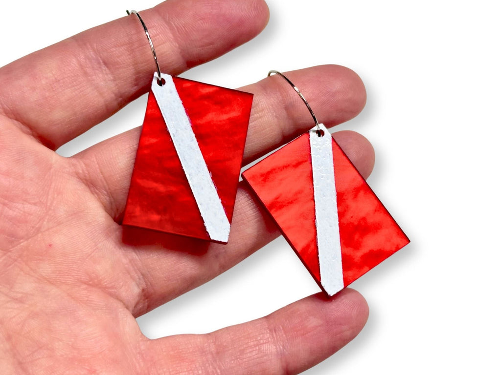 Diver Down Scuba Flag Earrings