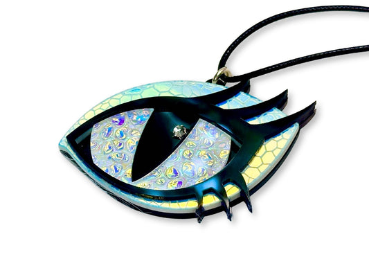 Dragon Eye Necklace | Iridescent White Dichrolam - Painted Raina