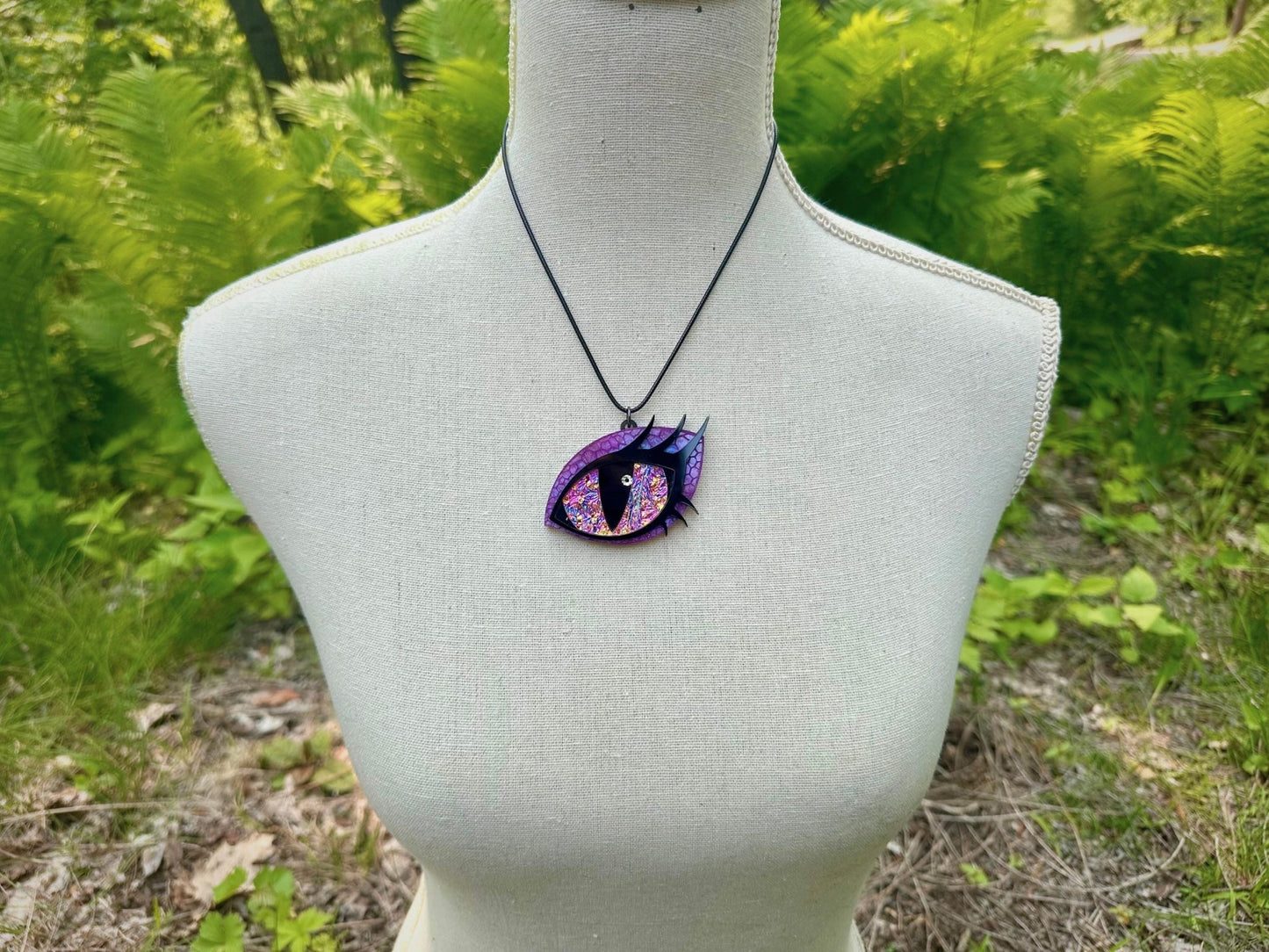Dragon Eye Necklace | Purple and Rose Gold Dichrolam - Painted Raina
