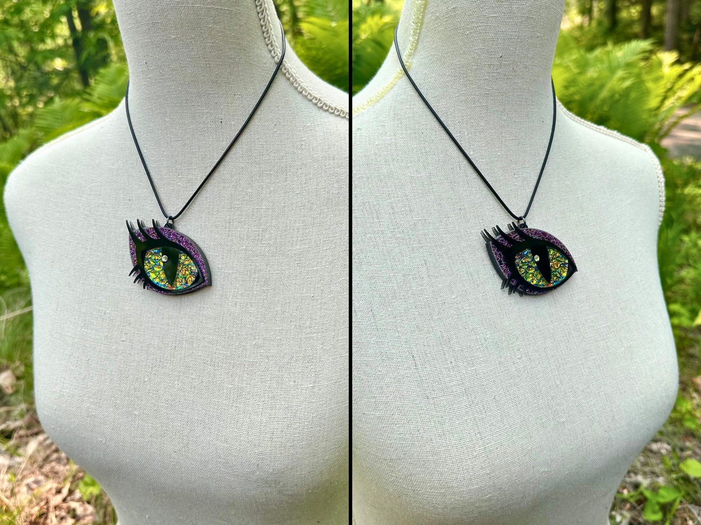 Dragon Eye Necklace | Violet and Golden Dichrolam - Painted Raina