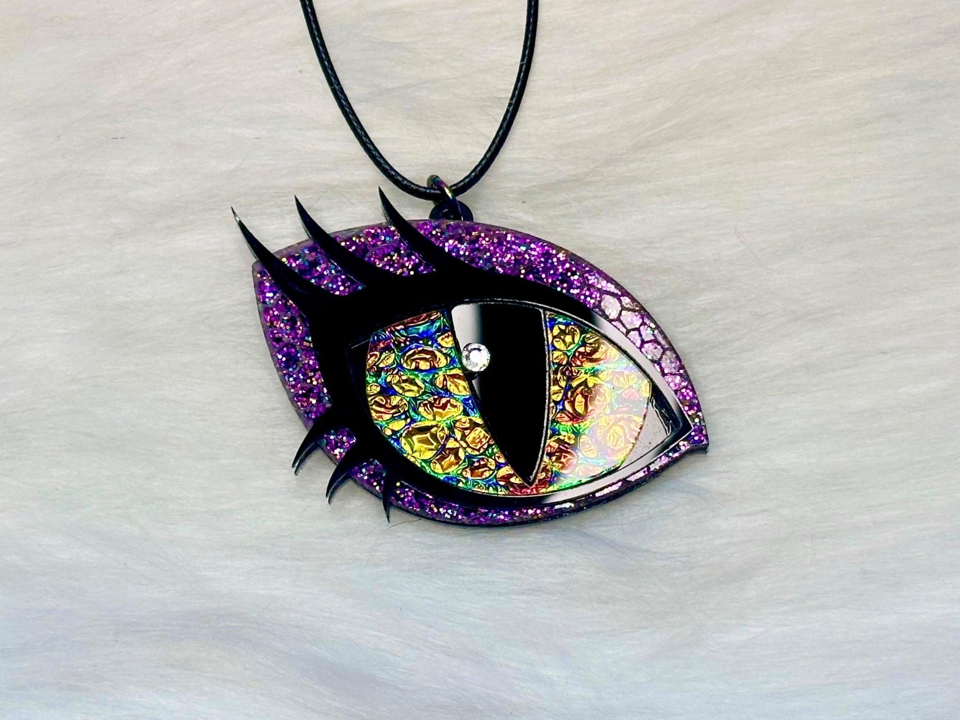 Dragon Eye Necklace | Violet and Golden Dichrolam - Painted Raina