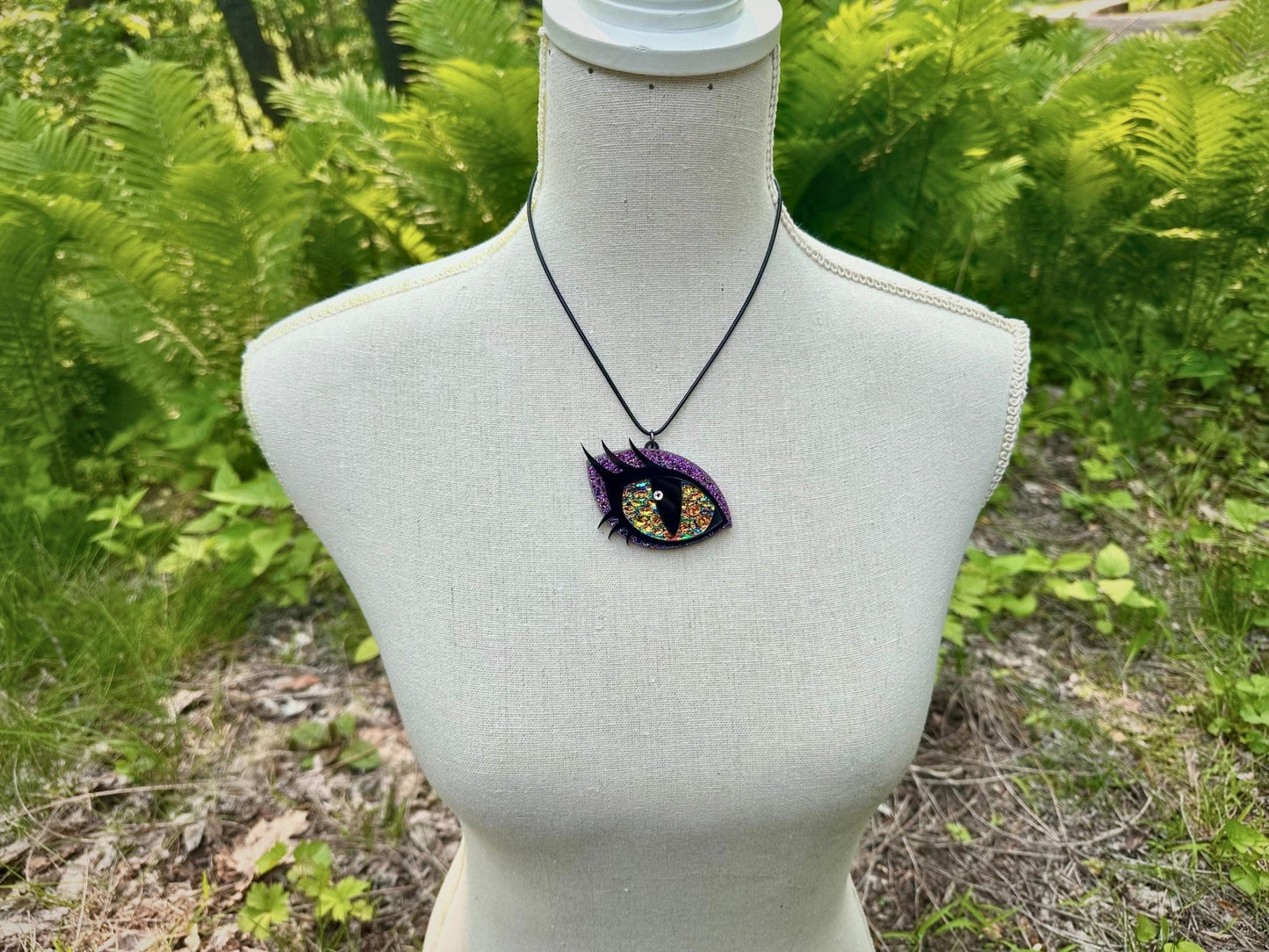 Dragon Eye Necklace | Violet and Golden Dichrolam - Painted Raina
