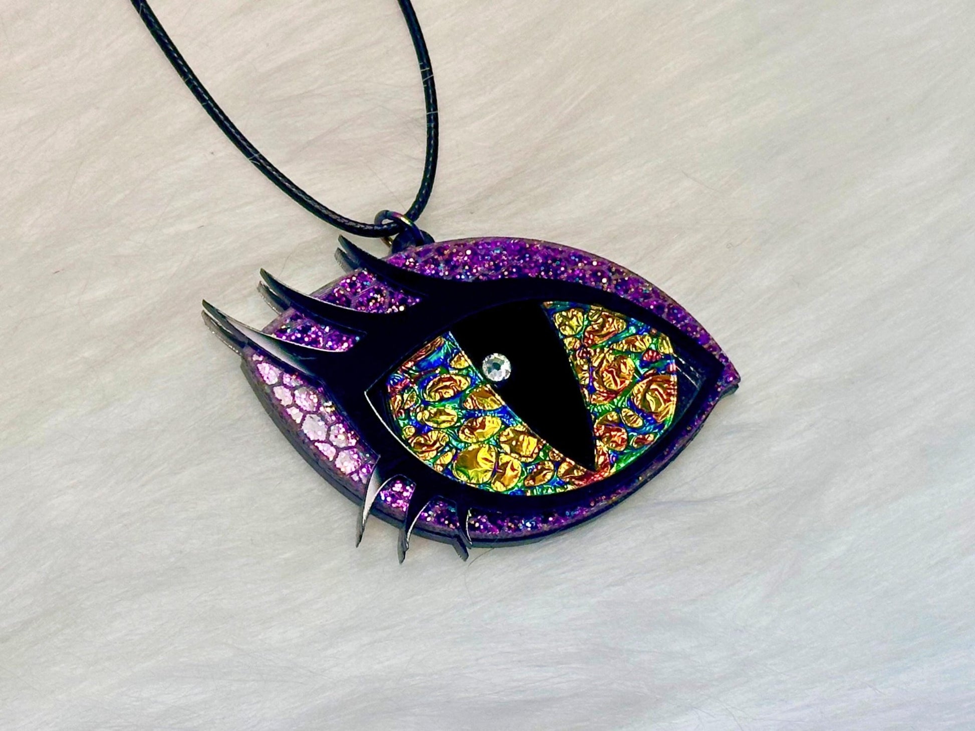 Dragon Eye Necklace | Violet and Golden Dichrolam - Painted Raina