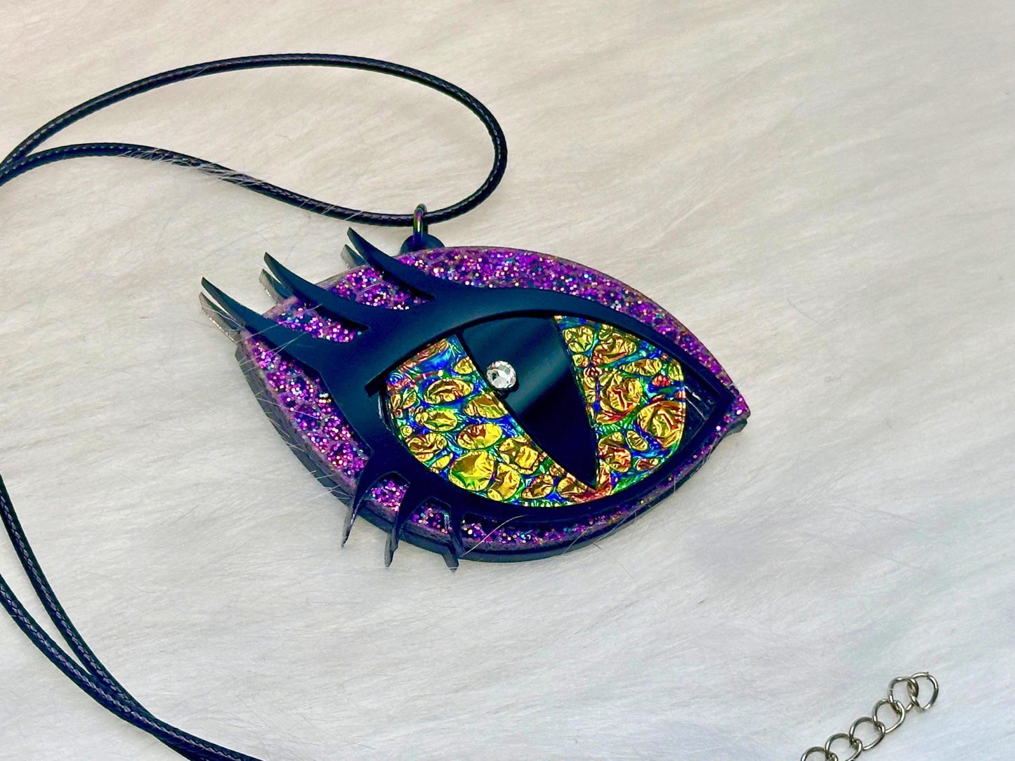 Dragon Eye Necklace | Violet and Golden Dichrolam - Painted Raina