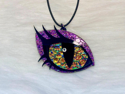 Dragon Eye Necklace | Violet and Golden Dichrolam - Painted Raina