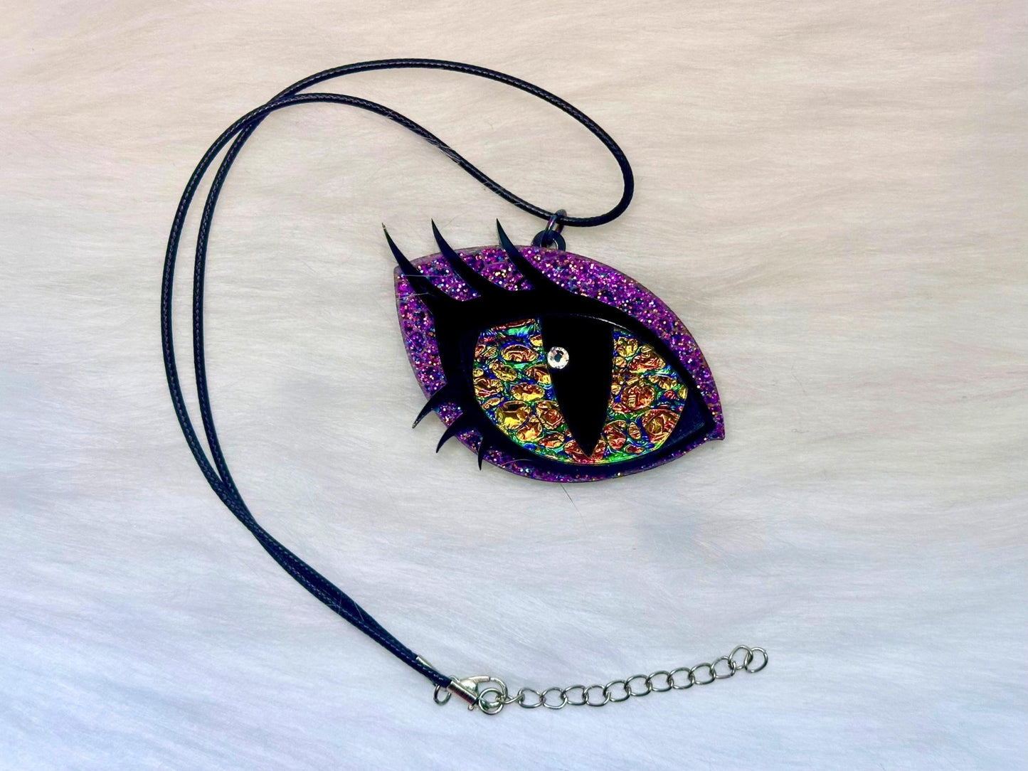 Dragon Eye Necklace | Violet and Golden Dichrolam - Painted Raina