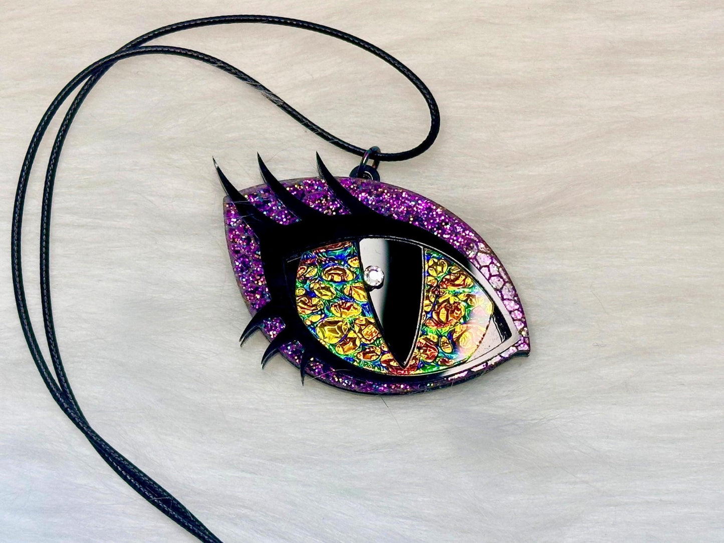 Dragon Eye Necklace | Violet and Golden Dichrolam - Painted Raina