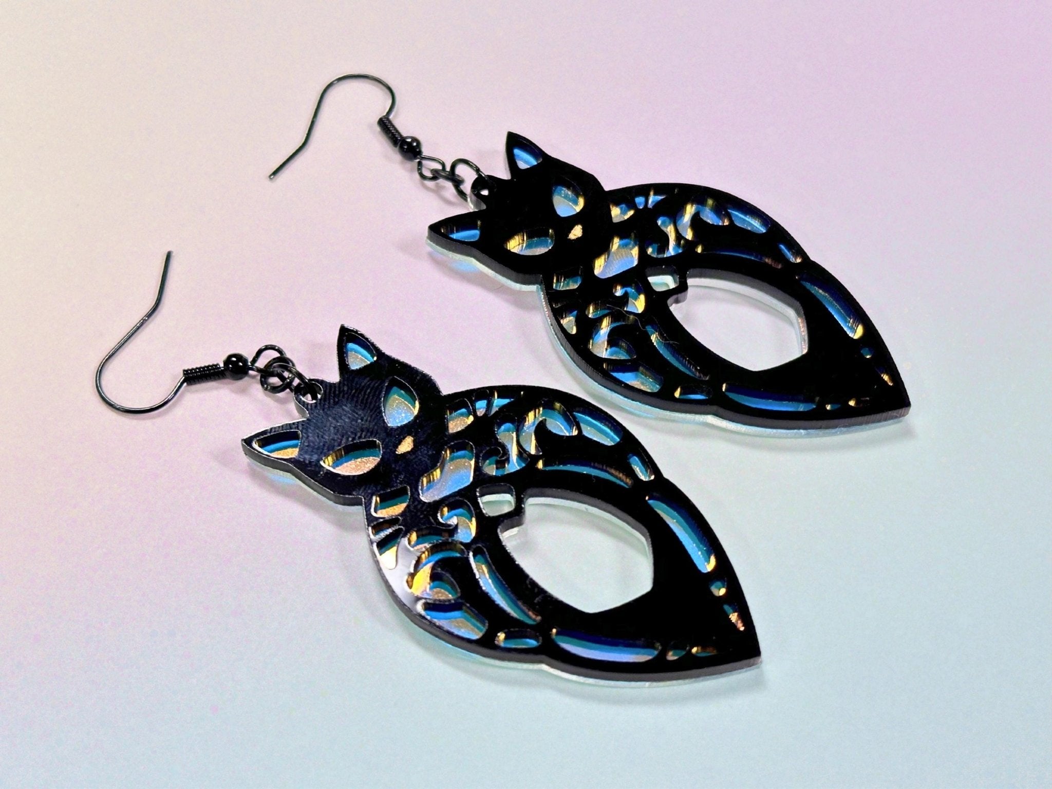 Egyptian Cat | Black & Iridescent - Painted Raina
