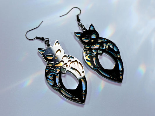 Egyptian Cat | Black & Iridescent - Painted Raina