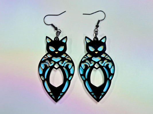 Egyptian Cat | Black & Iridescent - Painted Raina