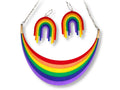 Full Spectrum Rebel Set in Electric Frost featuring rainbow arc necklace and matching drip earrings