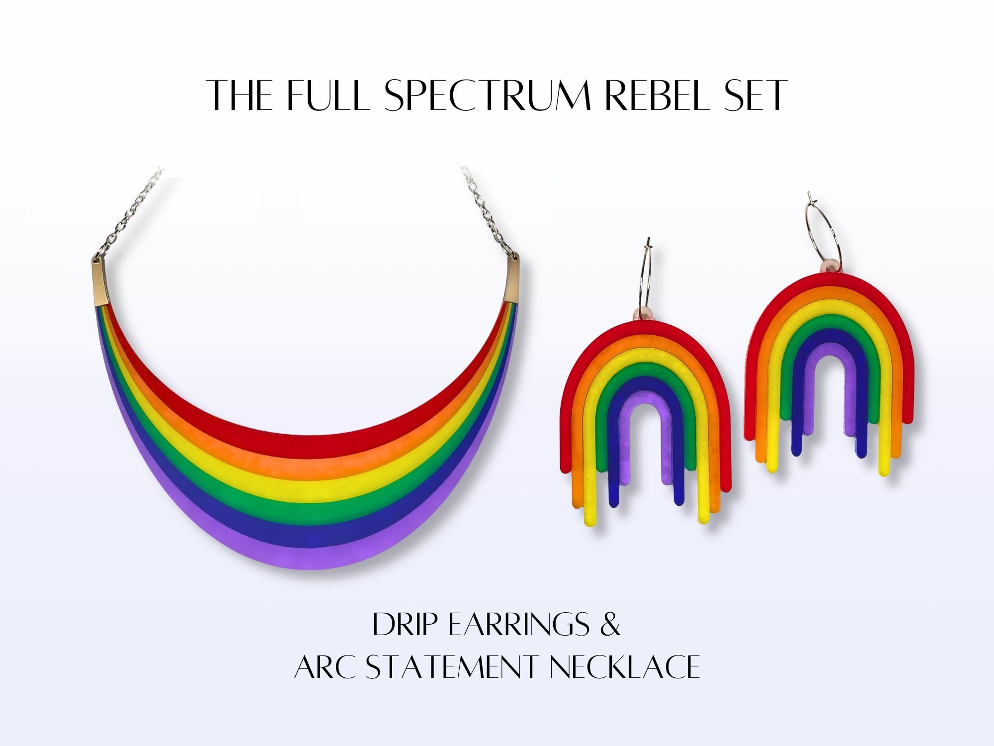 Product card showing Full Spectrum Rebel Set with matching necklace and earrings