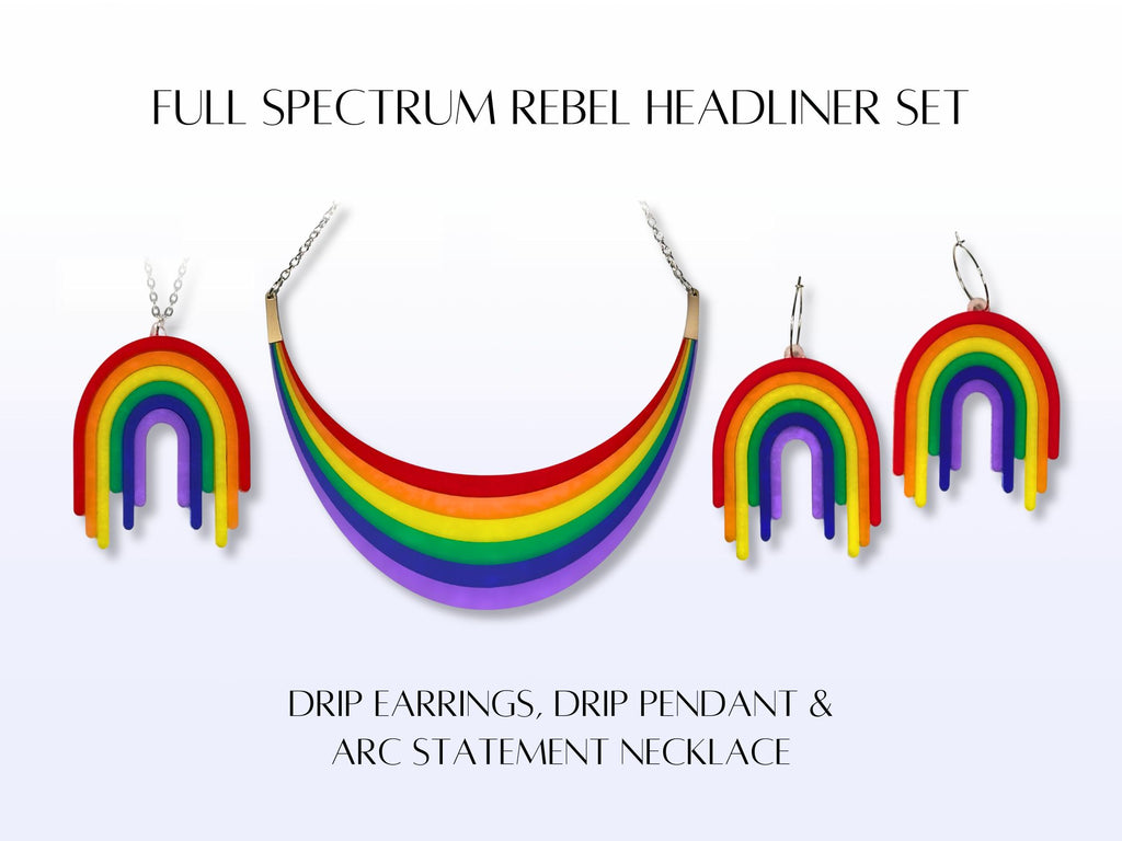Product card showing Full Spectrum Rebel Headliner Set with necklace, earrings, and pendant