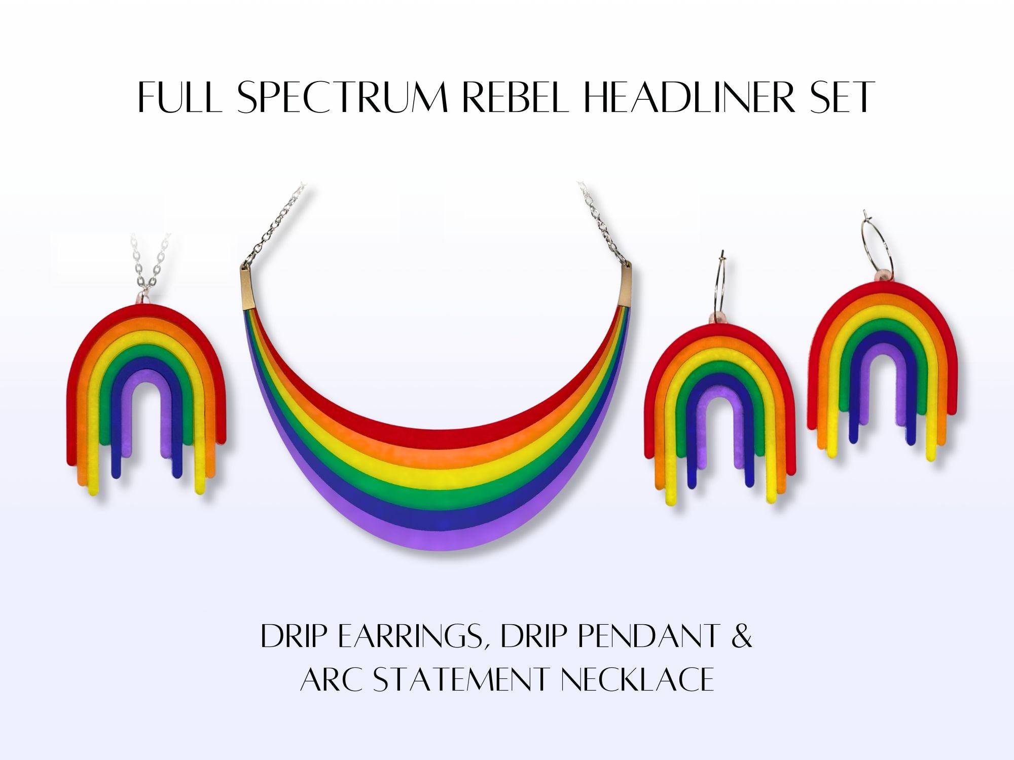 Product card showing Full Spectrum Rebel Headliner Set with necklace, earrings, and pendant