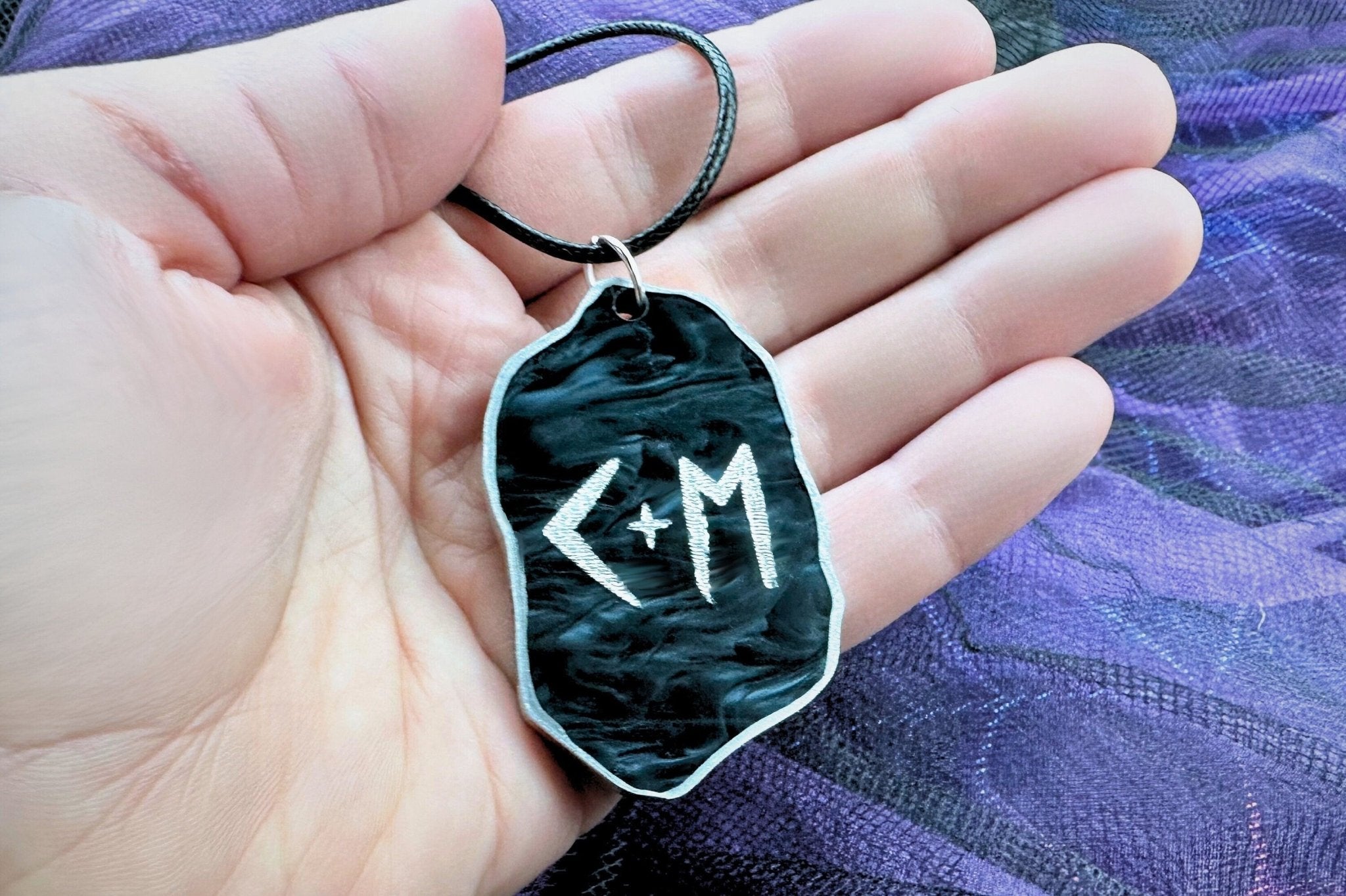 Eternal Love Viking Rune Necklace - Customizable with Couple's Initials and Colors - Painted Raina