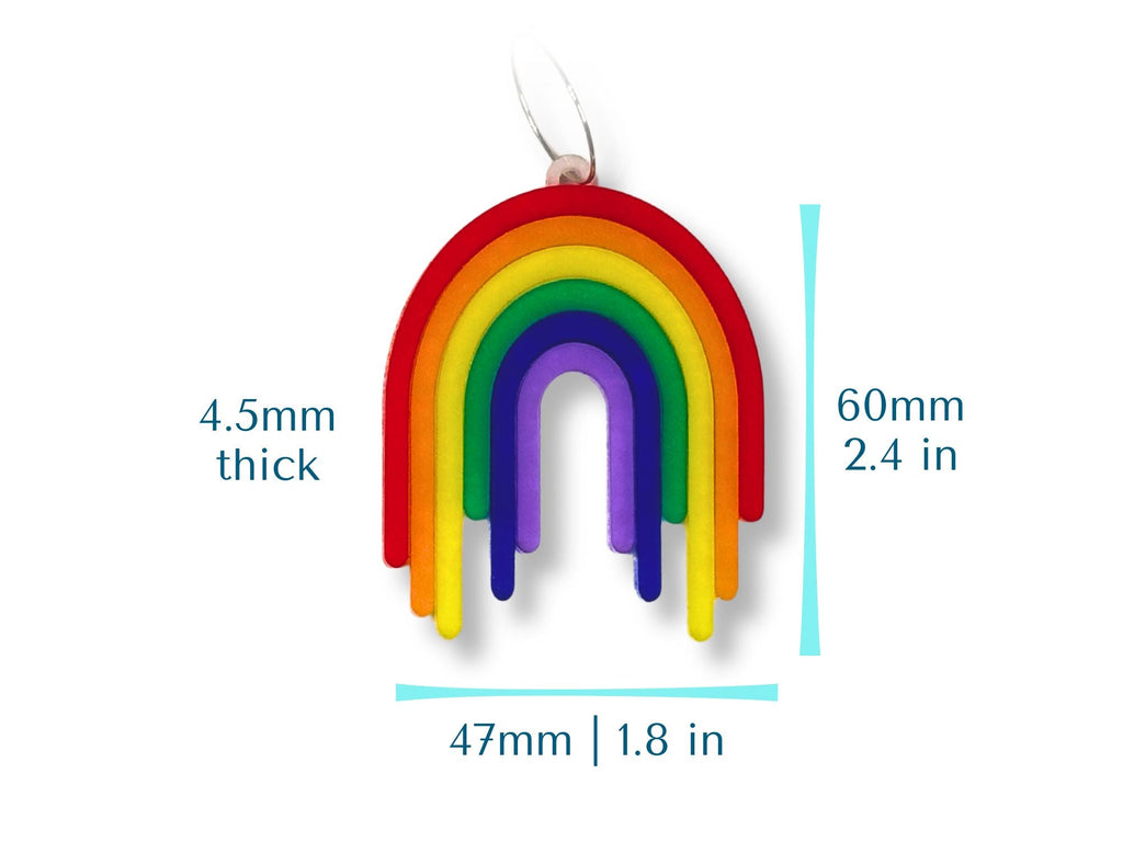 Size guide for Full Spectrum Rebel Drip Earrings showing dimensions