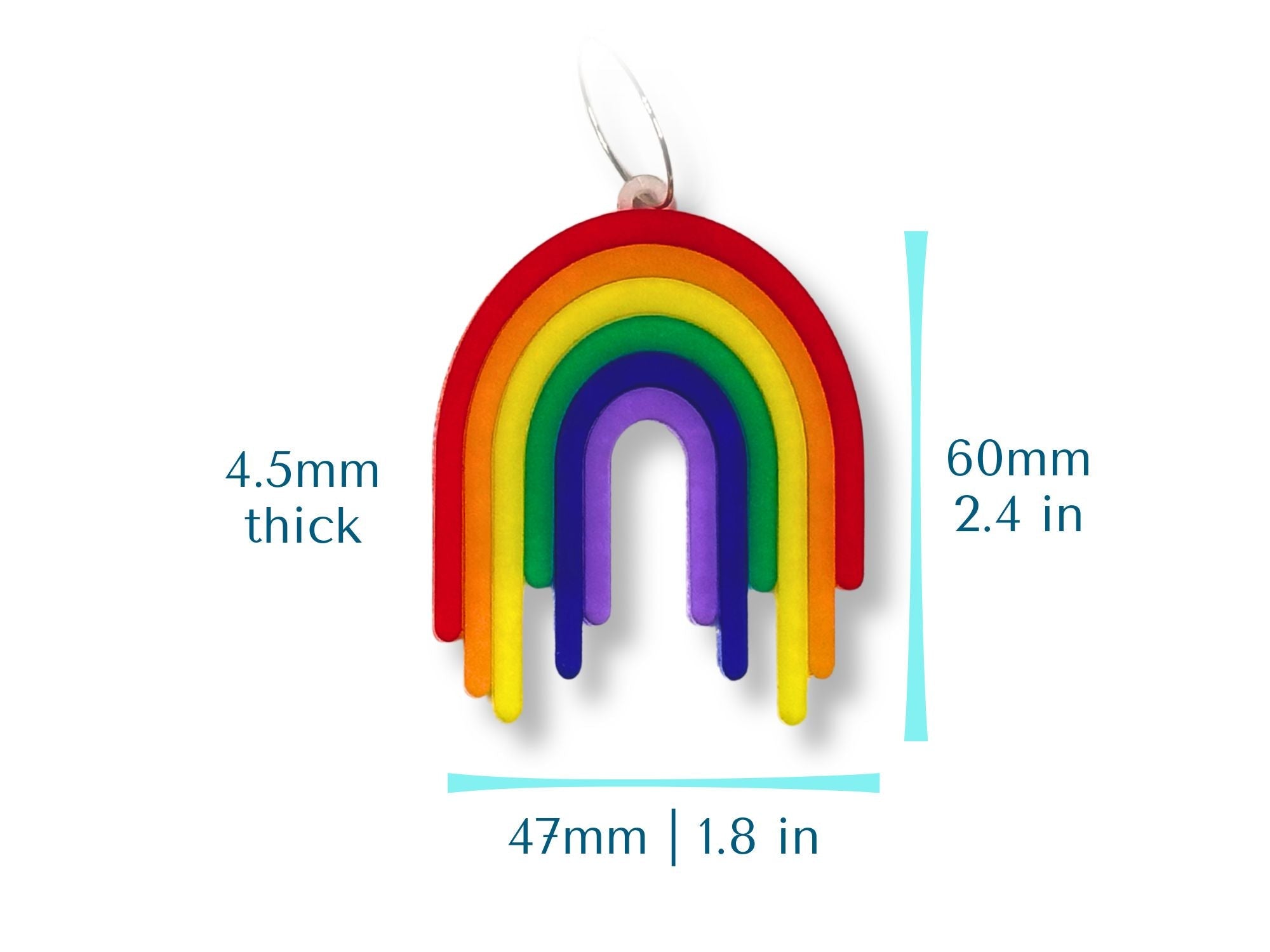 Size guide for Full Spectrum Rebel Drip Earrings showing dimensions