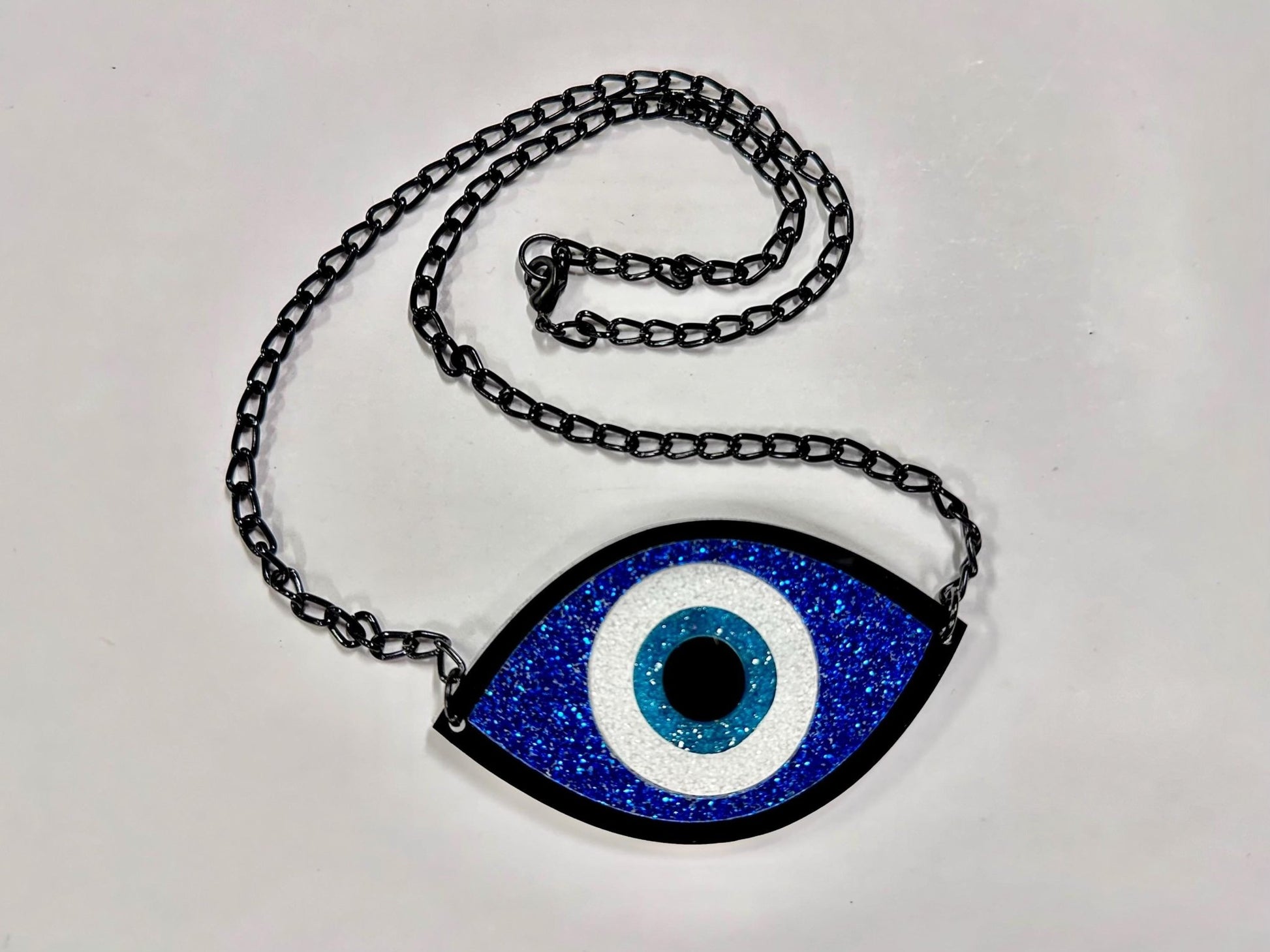 Glitter Evil Eye Necklace - Painted Raina