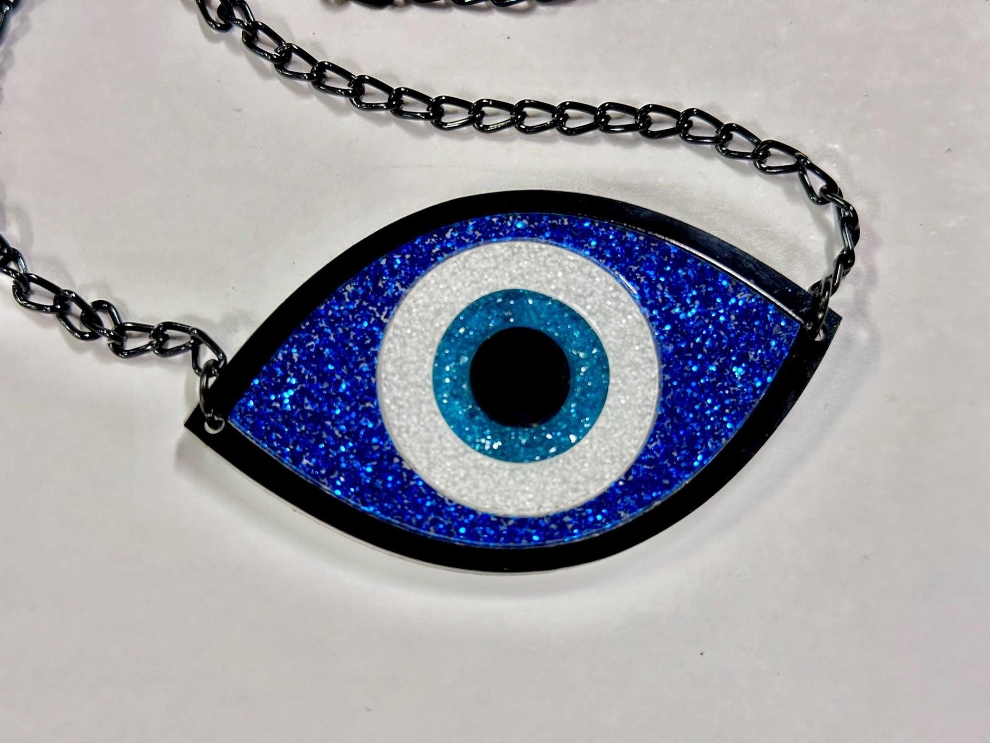 Glitter Evil Eye Necklace - Painted Raina