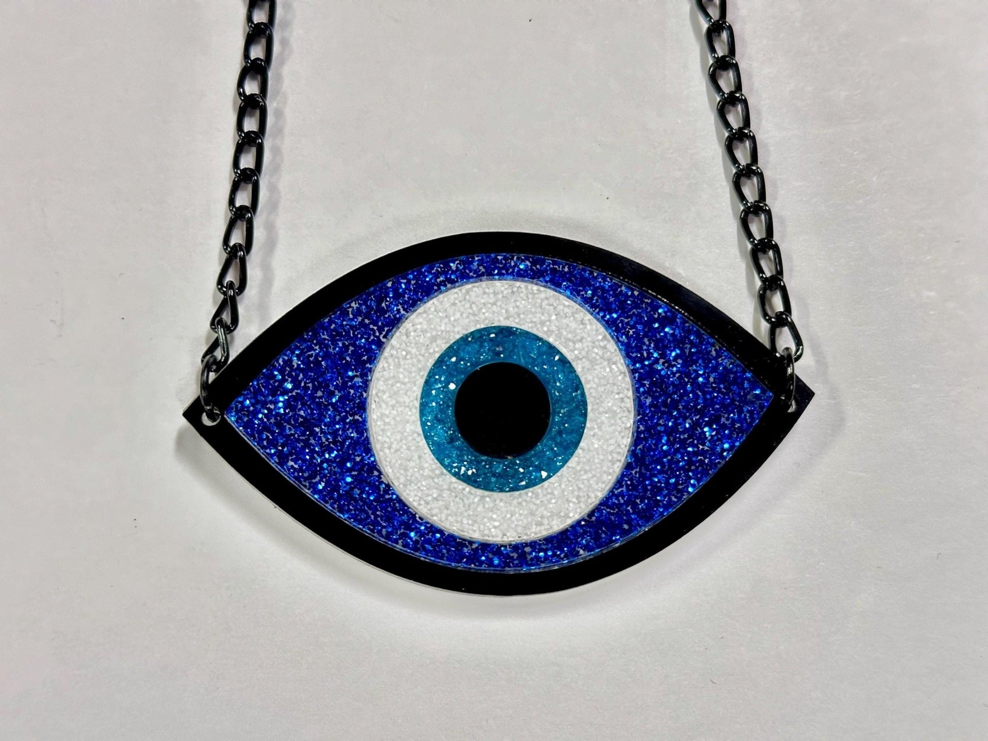 Glitter Evil Eye Necklace - Painted Raina