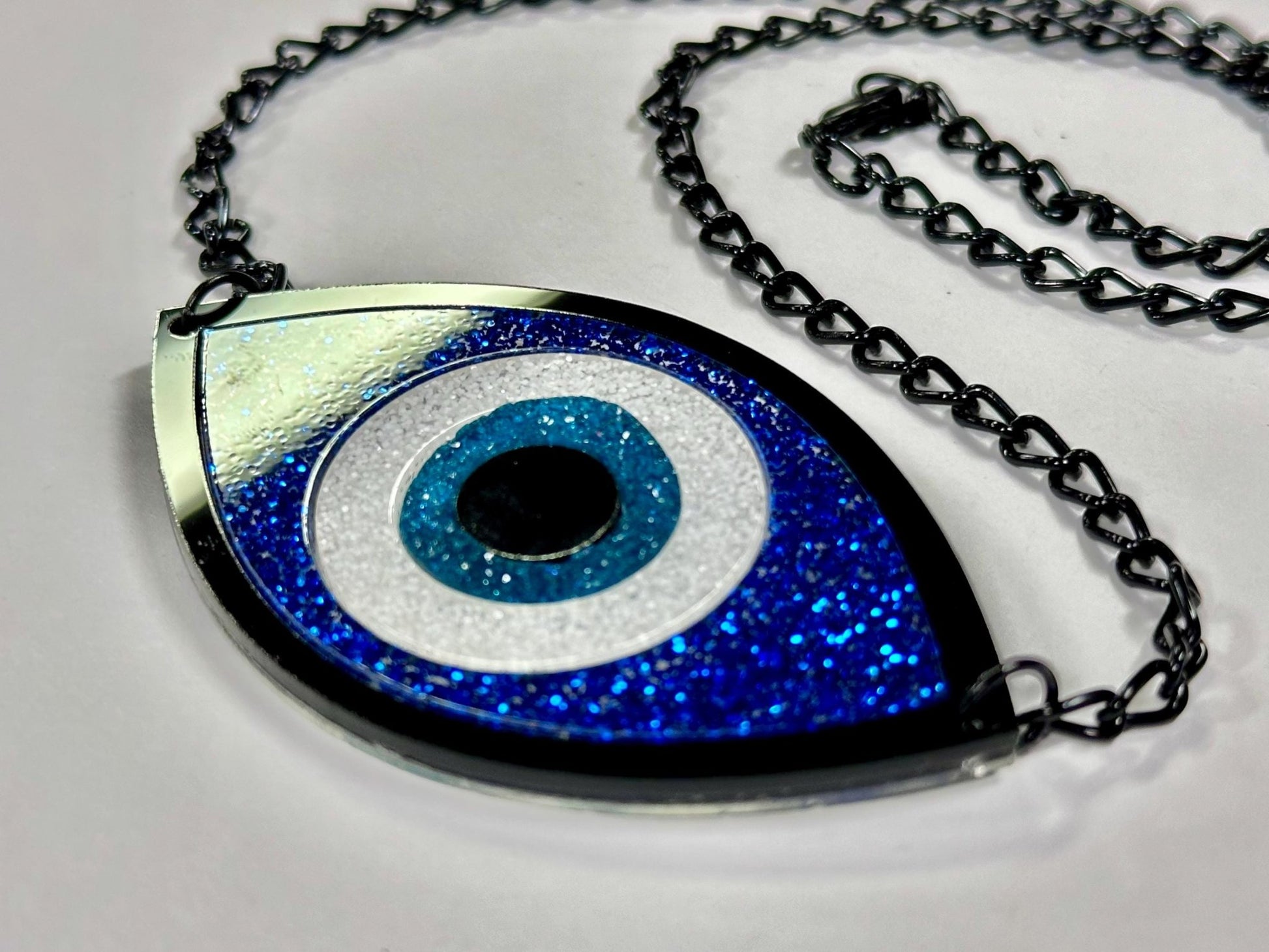 Glitter Evil Eye Necklace - Painted Raina