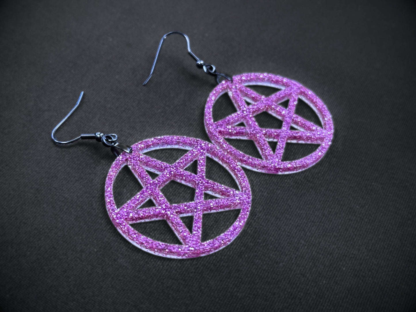 Glitter Pentagram Earrings - Everyday Size - Painted Raina