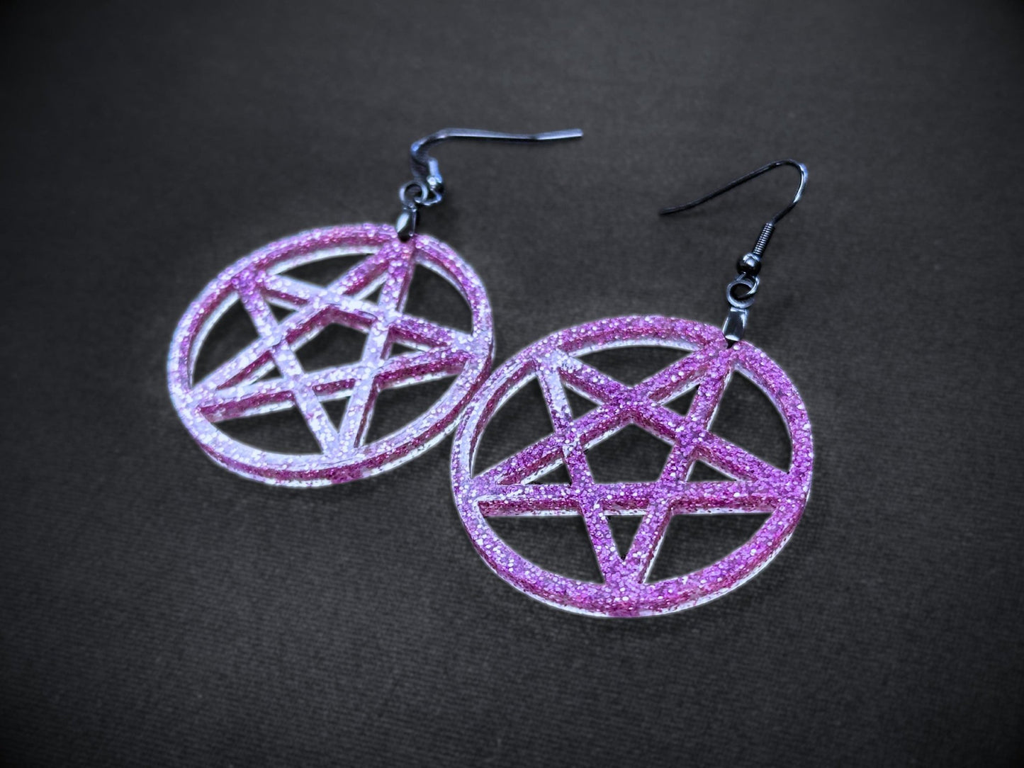 Glitter Pentagram Earrings - Everyday Size - Painted Raina