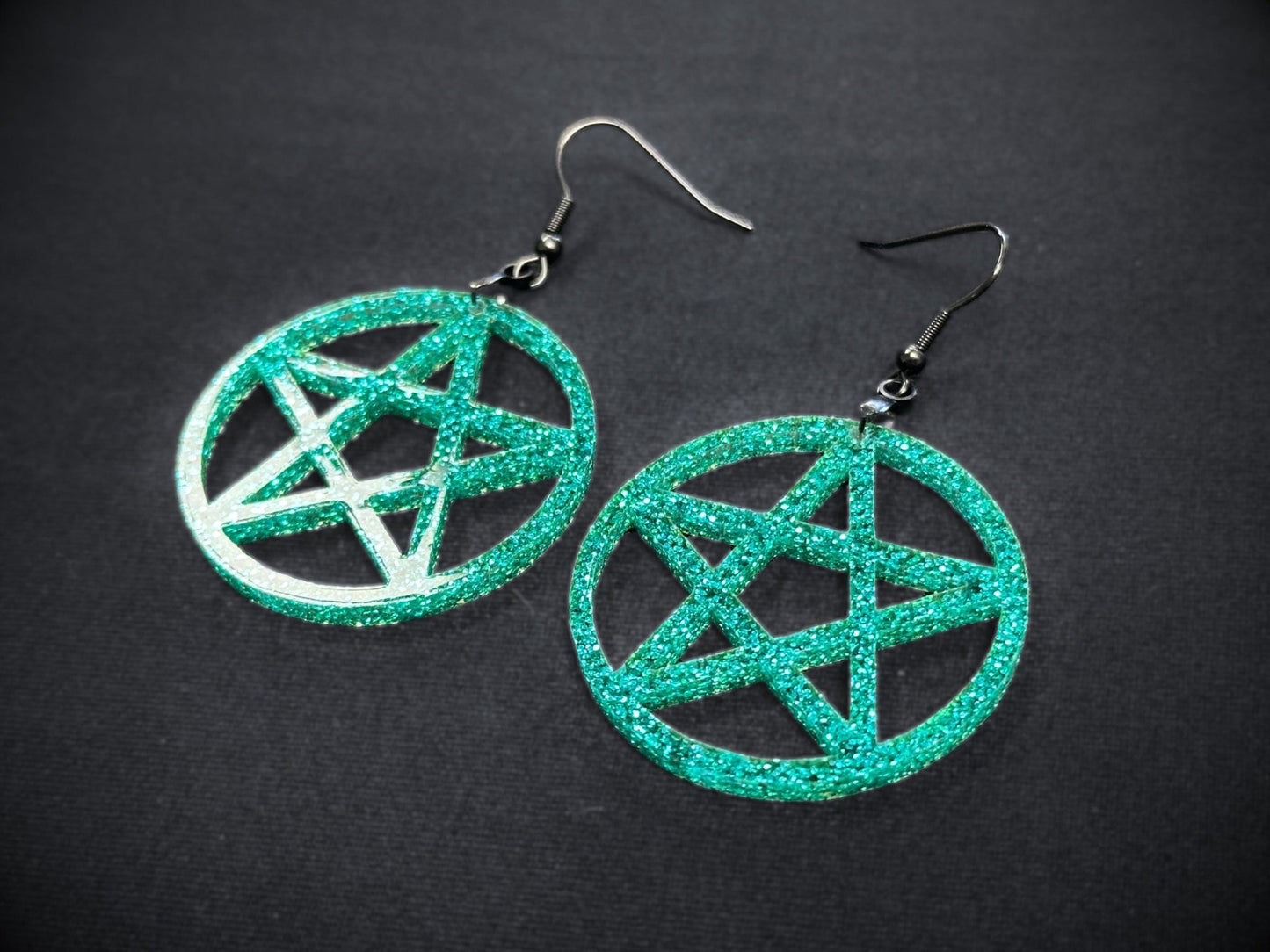 Glitter Pentagram Earrings - Everyday Size - Painted Raina
