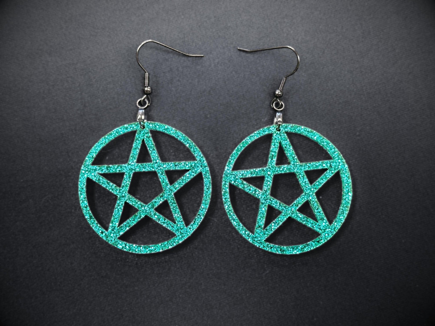 Glitter Pentagram Earrings - Everyday Size - Painted Raina