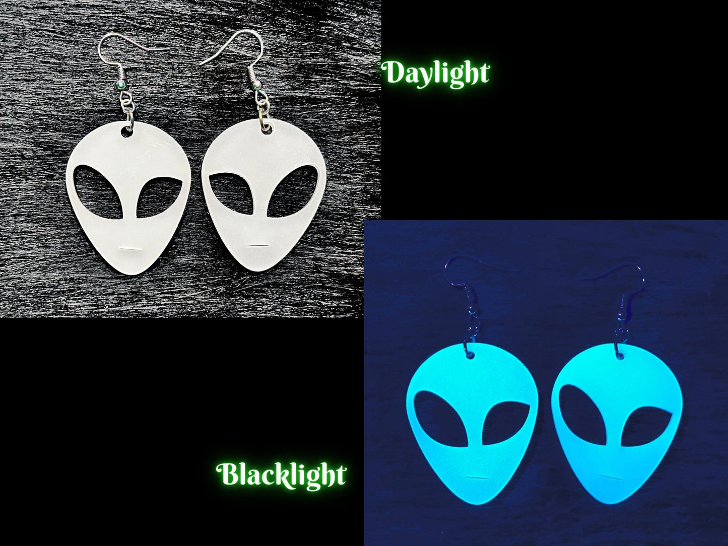 Glowing Alien Earrings - Painted Raina