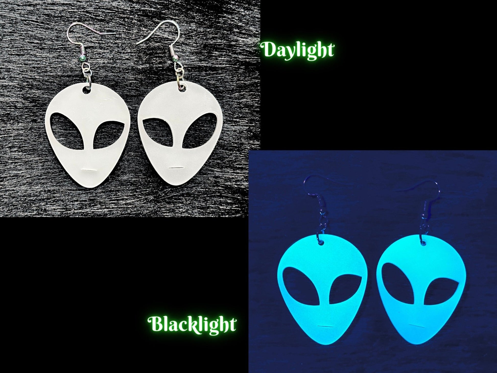 Glowing Alien Earrings - Painted Raina