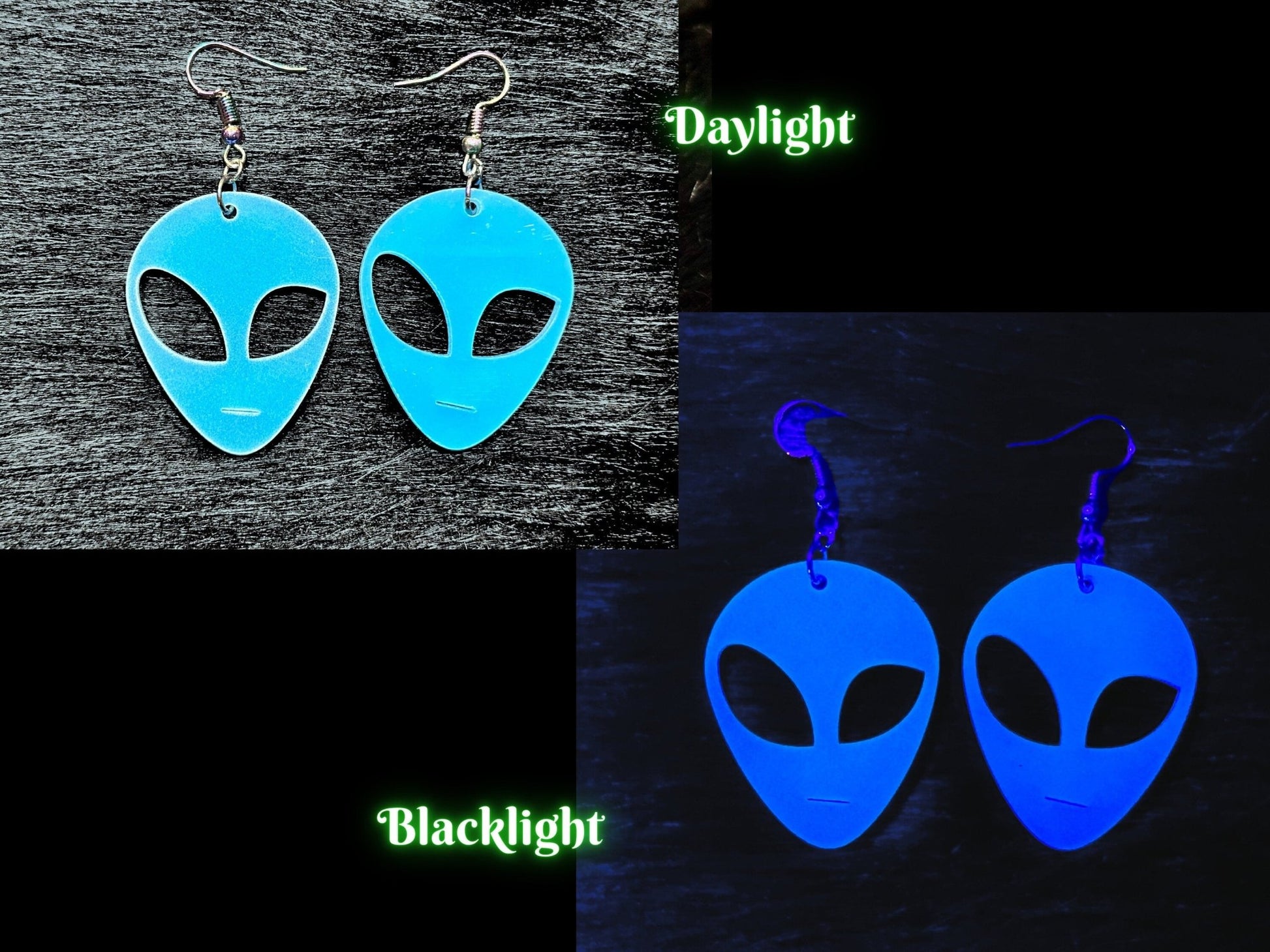 Glowing Alien Earrings - Painted Raina