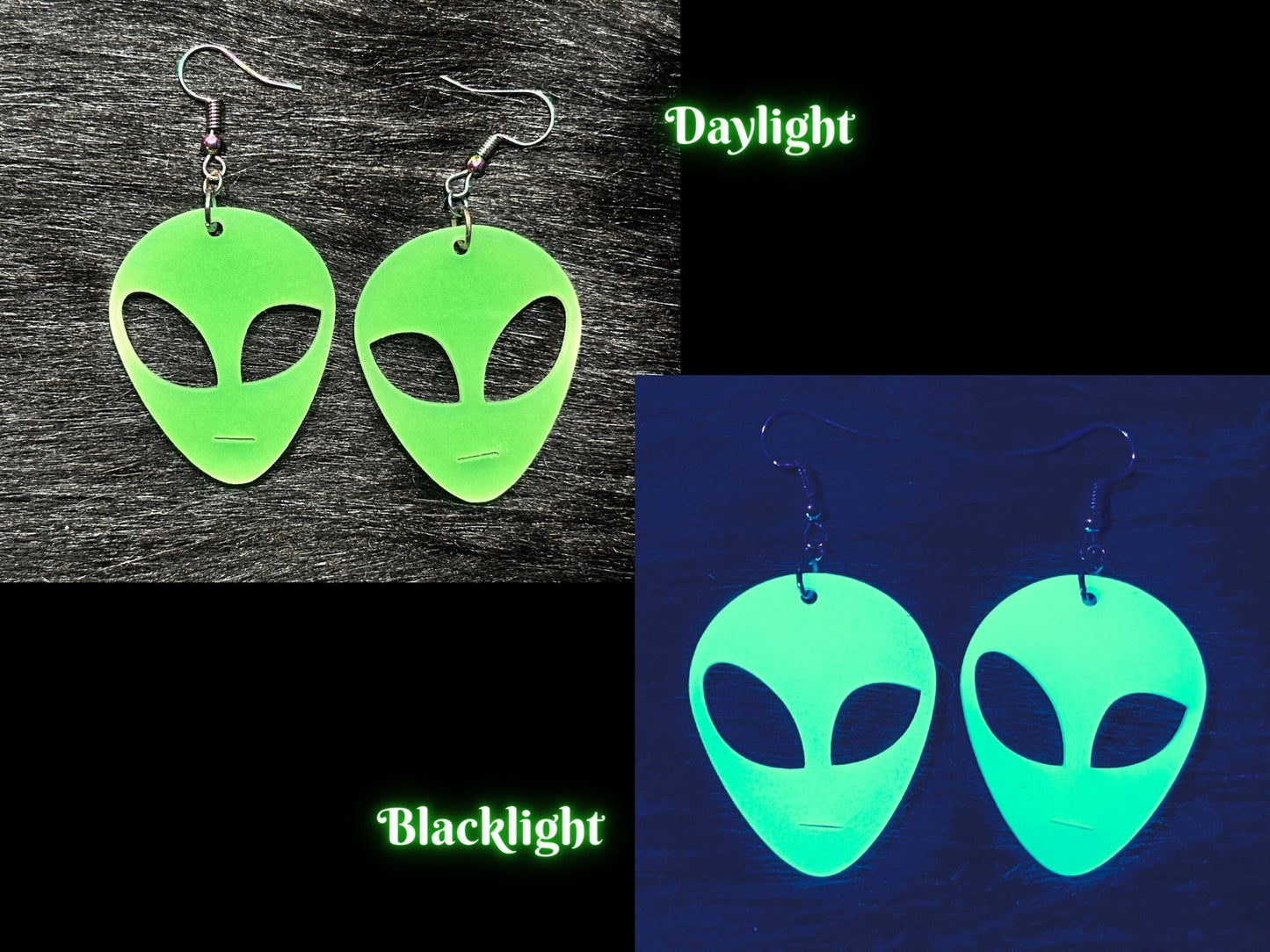 Glowing Alien Earrings - Painted Raina