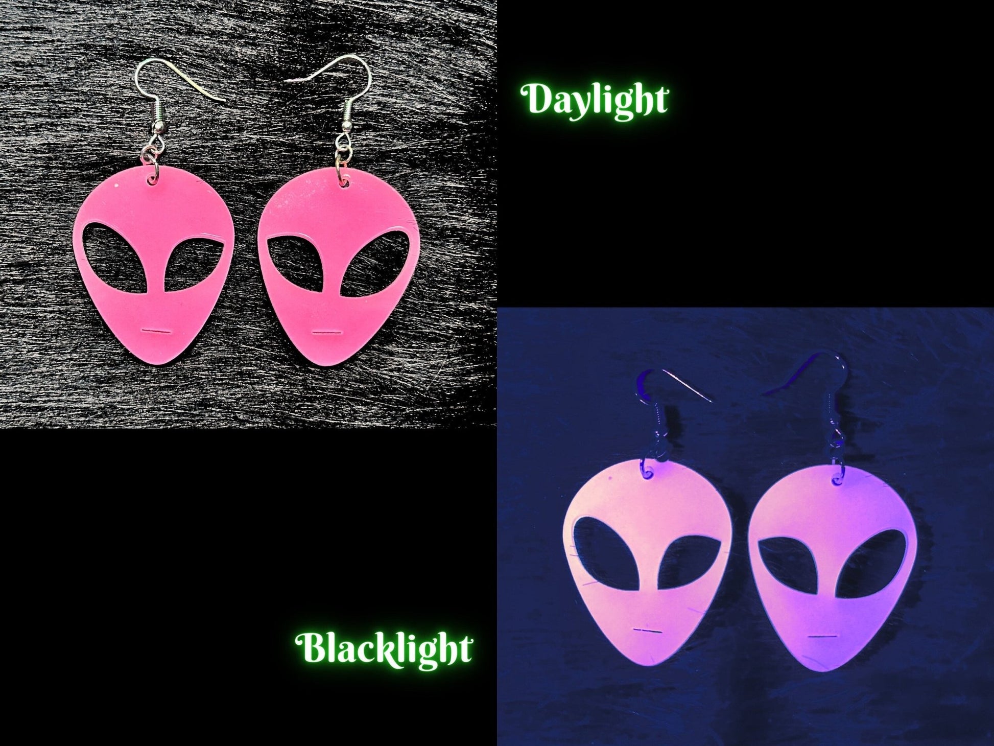 Glowing Alien Earrings - Painted Raina