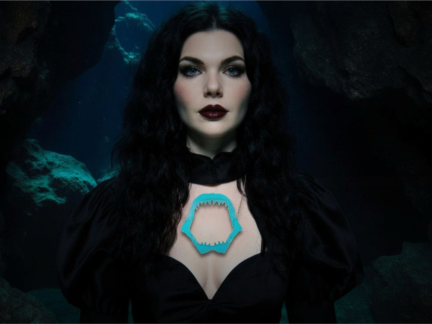 Glowing Iridescent Shark Jaw Necklace - Painted Raina