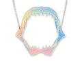 iridescent shark jaw statement necklace layered acrylic handmade ocean jewelry
