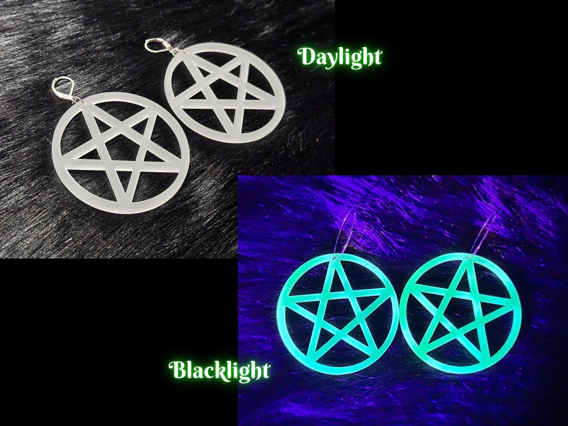 Glowing Pentagram Earrings - Everyday Size - Painted Raina