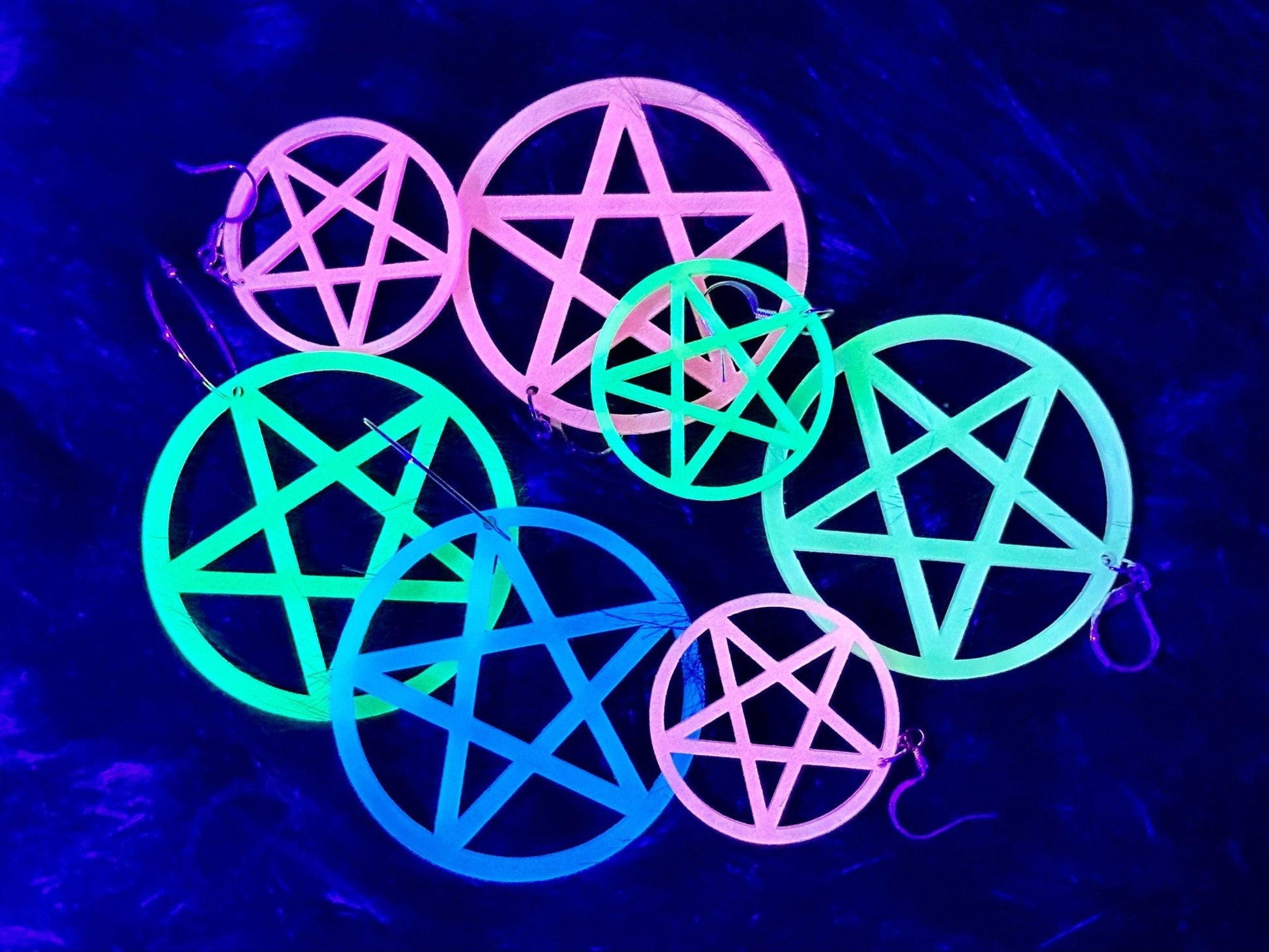 Glowing Pentagram Earrings - Everyday Size - Painted Raina