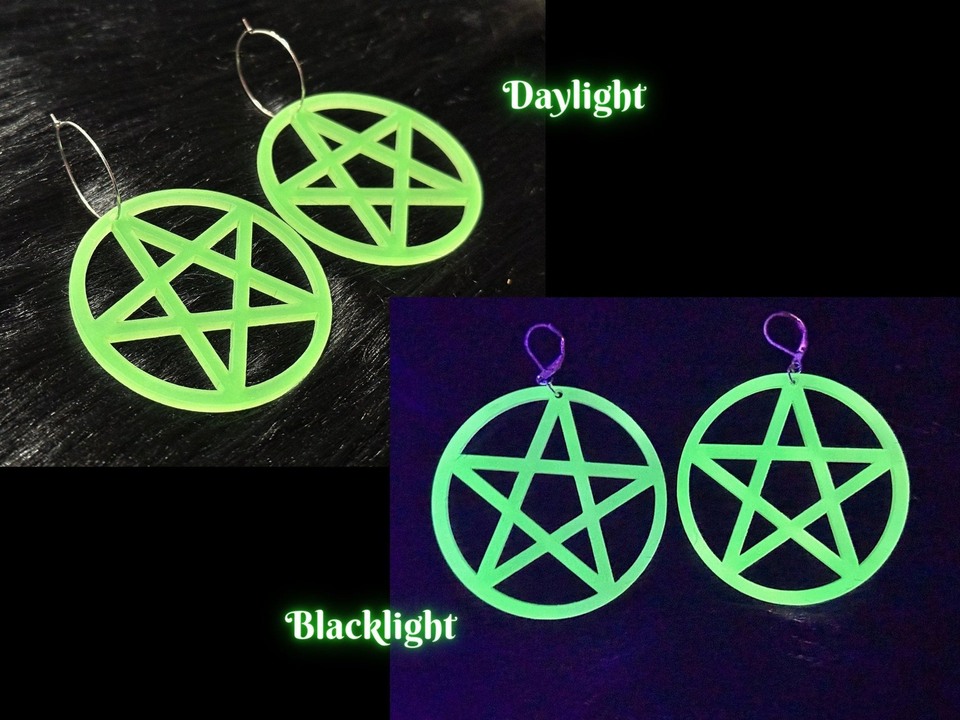 Glowing Pentagram Earrings - Everyday Size - Painted Raina
