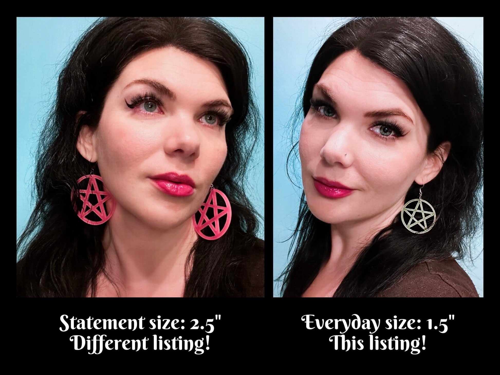 Glowing Pentagram Earrings - Everyday Size - Painted Raina