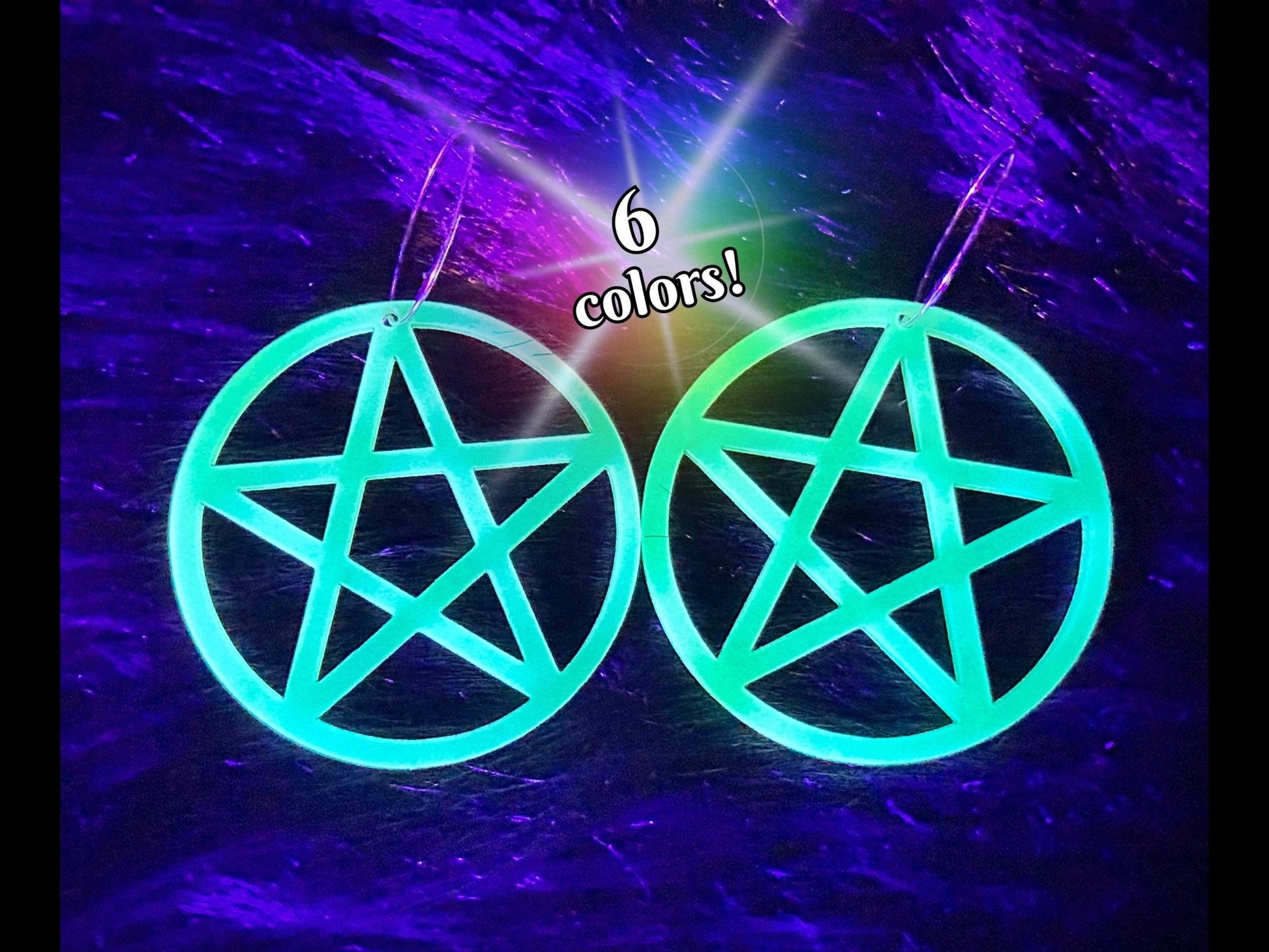 Glowing Pentagram Earrings - Everyday Size - Painted Raina